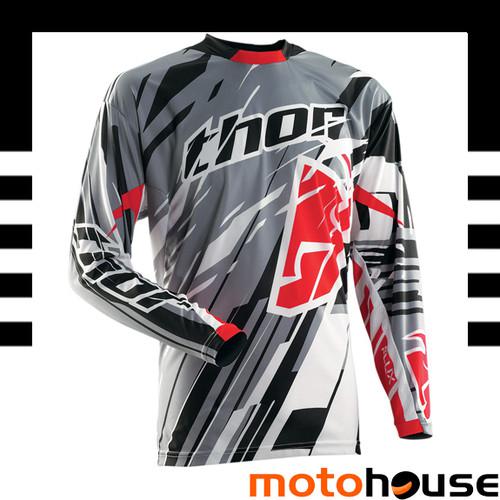 Thor mens flux shred jersey mx offroad dirt motocross gray white black 