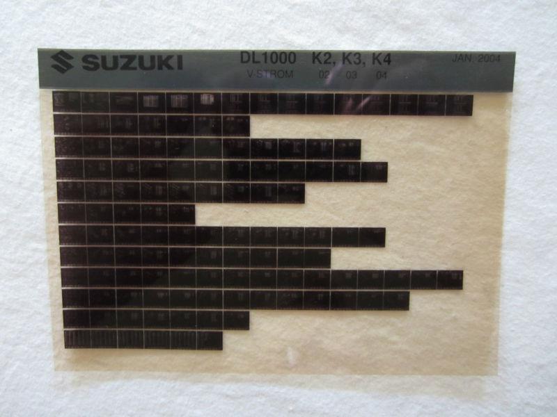 2002-2004 suzuki motorcycle dl1000 k2 k3 k4 microfiche v-strom parts catalog 