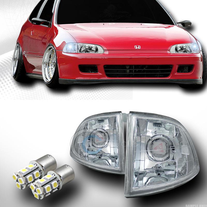 Euro lens signal corner lights yd+13 smd led bulbs 92-95 honda civic 2dr/3dr eg6