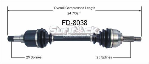 Surtrack perf axles fd-8038 cv half-shaft assembly-new cv axle shaft