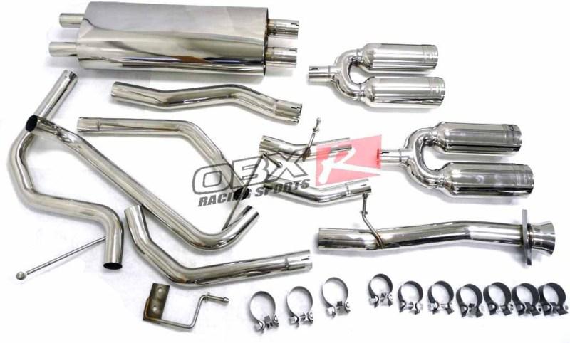  obx dual exhaust system 03-06 hummer h2 6.0l crew cab suv sut dual exit 