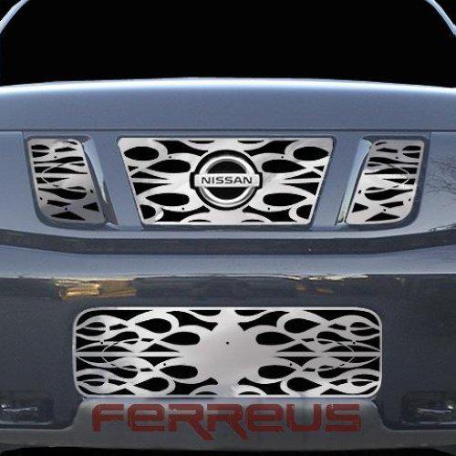 Nissan titan 08-12 horizontal flame polished stainless grill insert trim cover