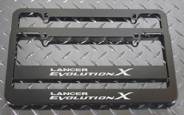 2 brand new lancer evolution x gunmetal license plate frame + screw caps