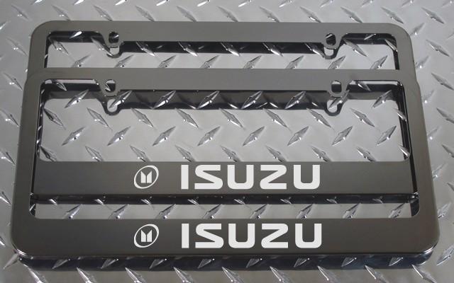 2 brand new isuzu gunmetal license plate frame + screw caps