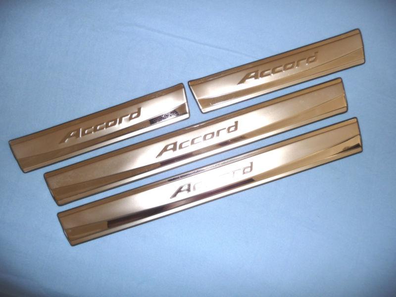 Honda accord door sills 2 tone 4 door scuff plates stainless steel sill chrome 