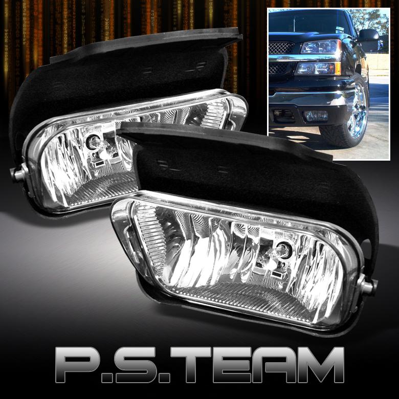 03-06 silverado 02-06 avalanche pickup clear fog lights pair l & r + bulbs