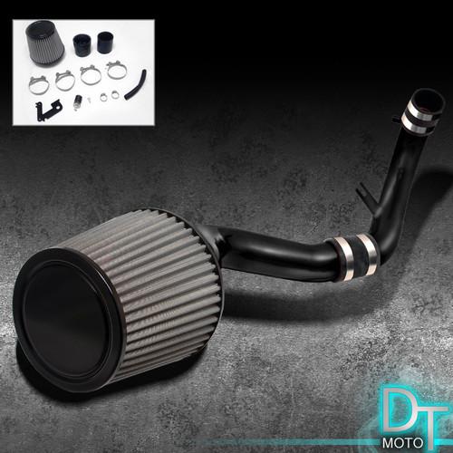 Stainless washable cone filter + cold air intake 01-05 civic ex black aluminum