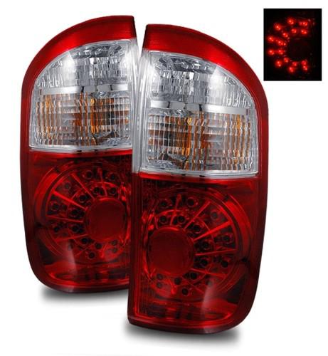 04-06 toyota tundra double cab euro red clear led tail light brake lamp housings