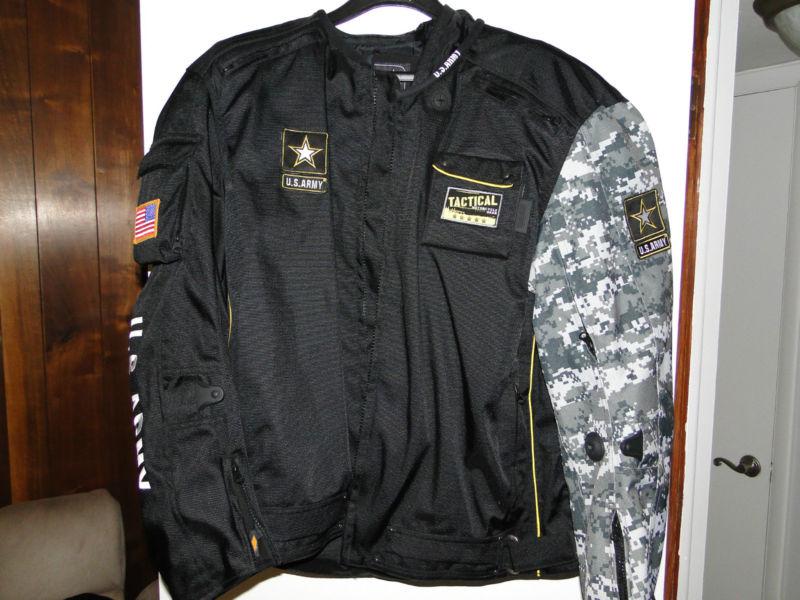 Men's u.s. army motorcycle jacket with armor in back, elbows and shoulders