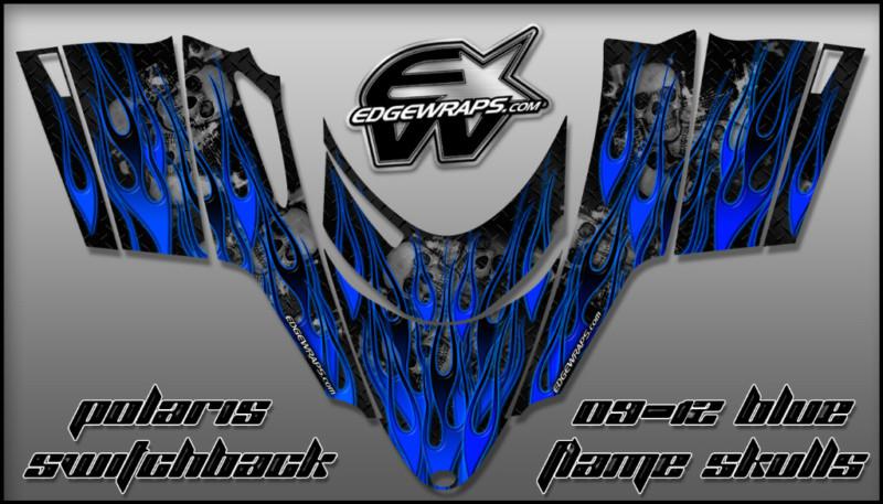 Polaris dragon,shift,rmk, i.q.,switchback graphics kit - blue flames skulls