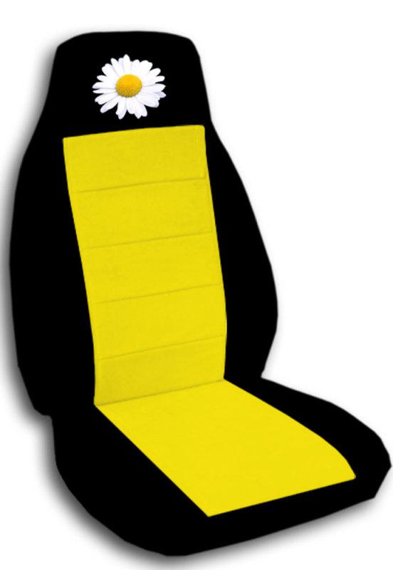 Nice car seat covers in black & yellow with yellow daisy high quality cool!