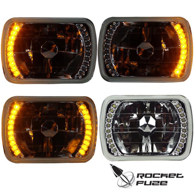 Sale no resv universal new 7x6 conversion crystal headlights led florecent amber