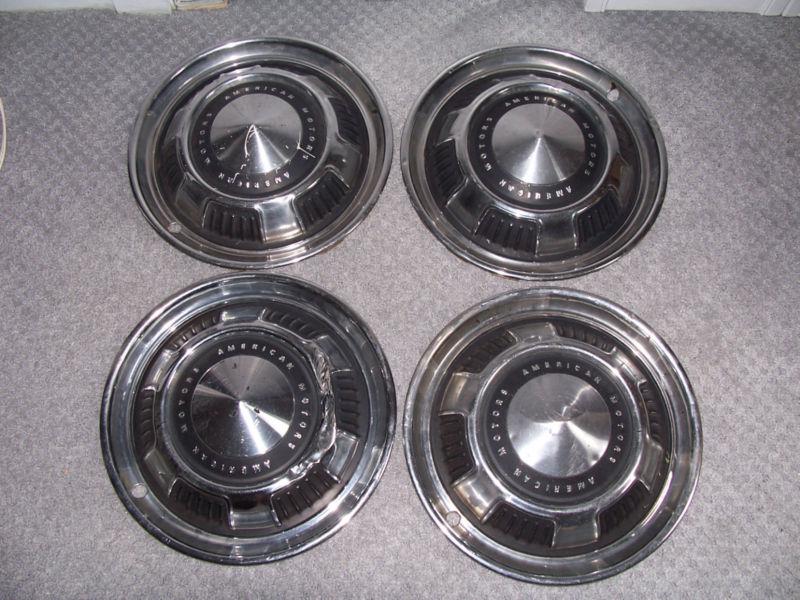  american motors hub caps 14" set of 4 amc wheel covers used