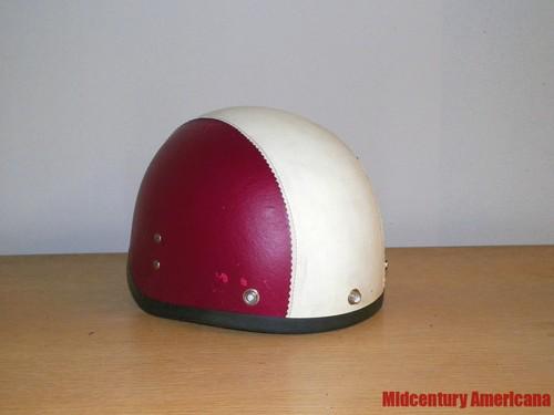 Vintage 1960's leather motorcycle racing sporting helmet~xl~chin strap