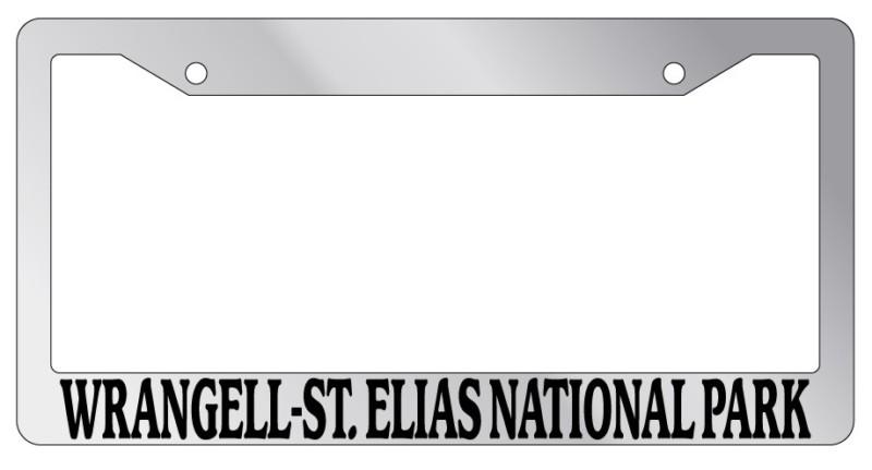 Chrome license plate frame wrangle-st. elias national park auto accessory