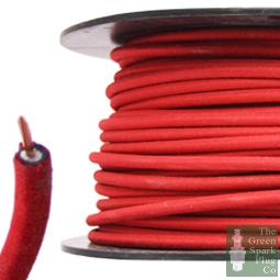 7mm ht ignition lead cable - wire core cotton braided red