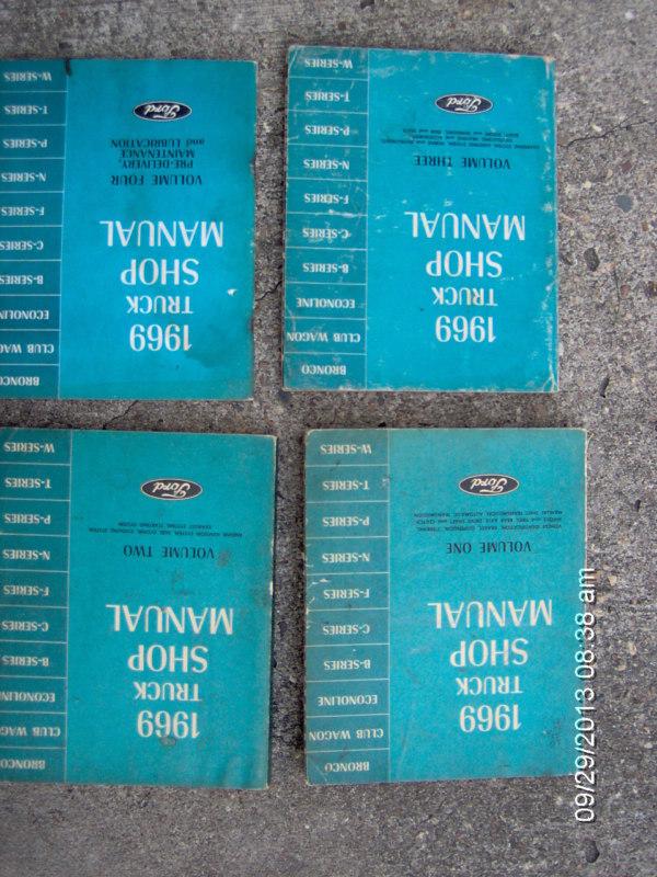 1969 ford truck shop manuals. four vol. set. all ford trucks. bronco -w series.