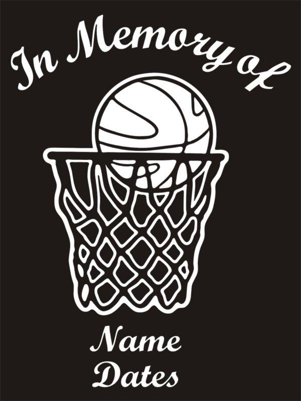 In memory of vinyl decal basketball hoop window sticker qty 4