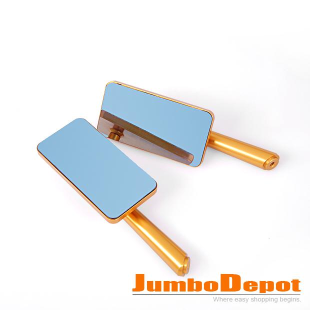 Motorcycle 2 fit for 8mm 10mm rear view side rectangle mirror golden multi angle