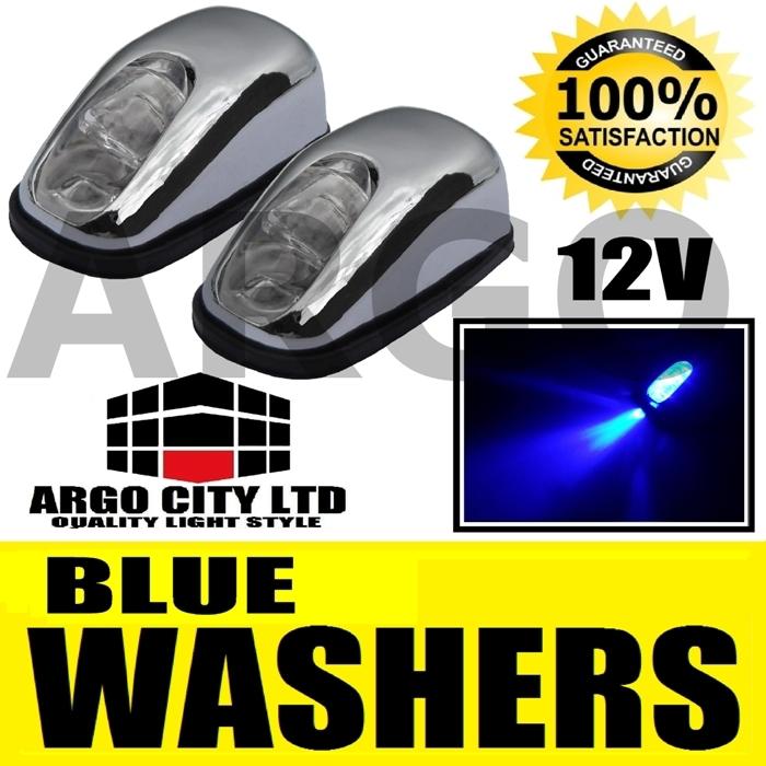 Chrome blue led neon windscreen washer jets pair rover 600