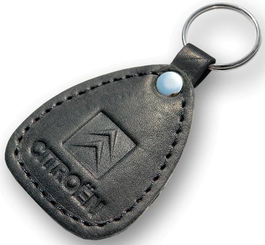 New leather black keychain car logo citroen auto emblem keyring