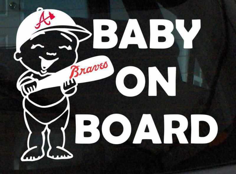 Atlanta braves baby on board vinyl decal mlb major league baseball bat