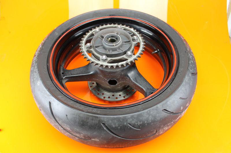 07 08 09 10 11 honda 600rr rear wheel back rim with tire -100% straight