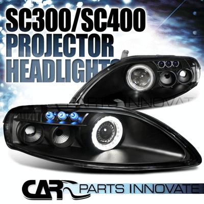 Jdm black 92-99 sc300 sc400 led drl projector headlights w/ halo ring