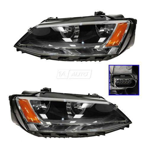 Halogen headlight headlamp lh & rh pair set kit for volkswagen vw jetta sedan