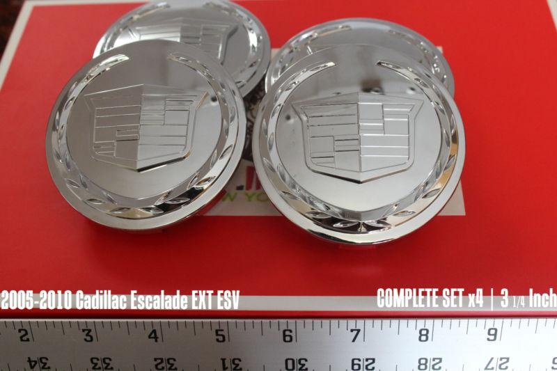 4x caddillac escalade ext esv chrome hub center caps oem 3 1/4 inch 4pcs