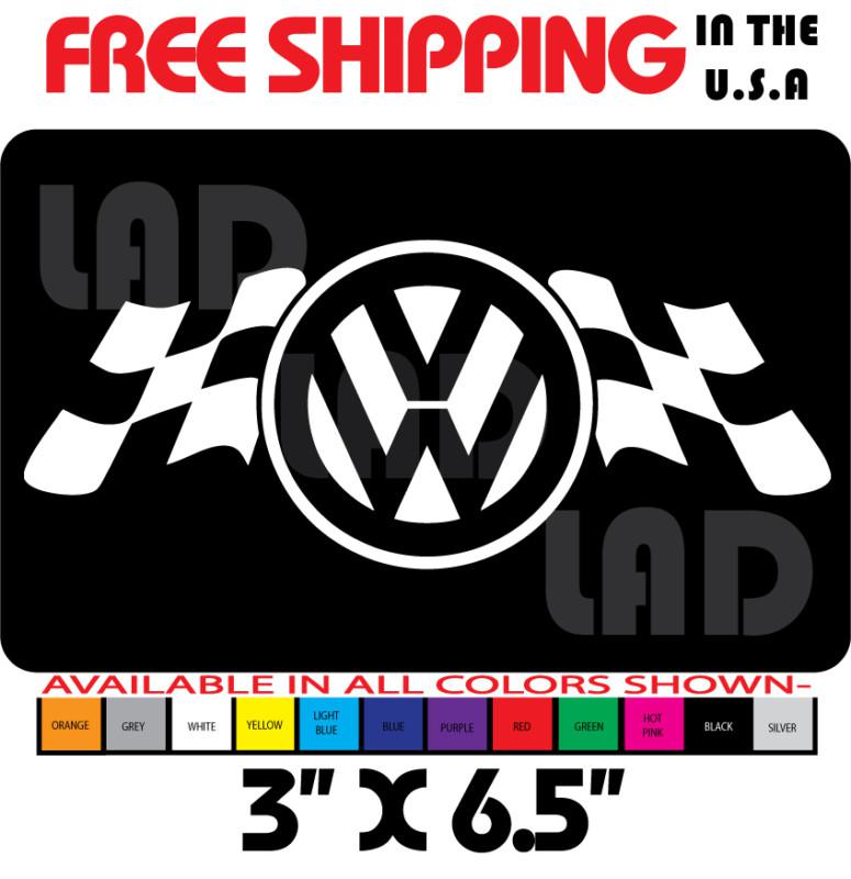 2- checkered flag vw vinyl decal sticker 3" x 6.5"