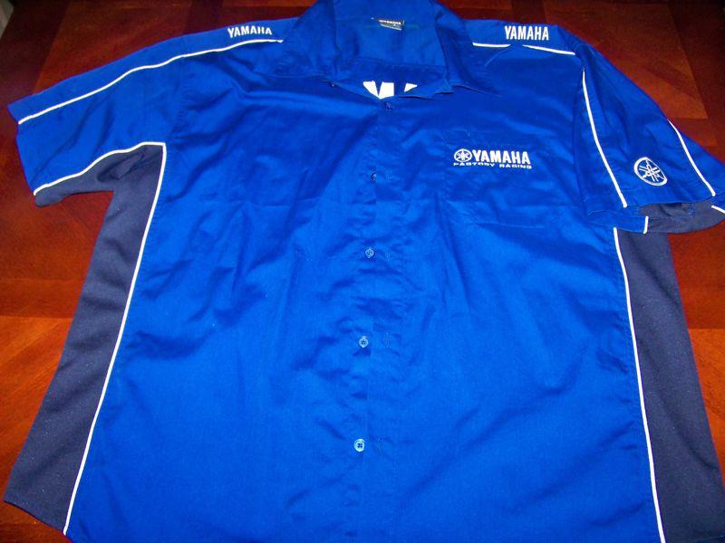 Yamaha factory racing embroidered button shirt motorcycle pit mechanic adult 2xl