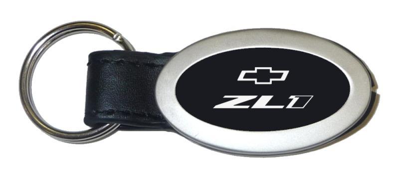 Chevrolet camaro black oval leather key chain ring tag key fob logo lanyard