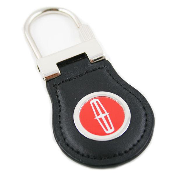 Lincoln red logo black leather key chain