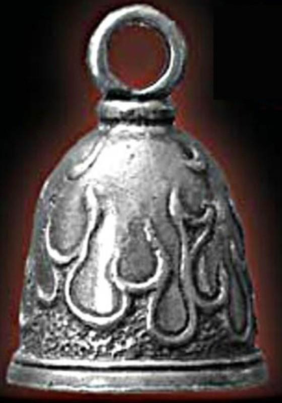 Pewter motorcycle guardian bell flames fire  spirit biker - new