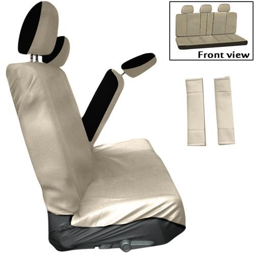 8pc tan low back rear bench van seat cover plus + head rests