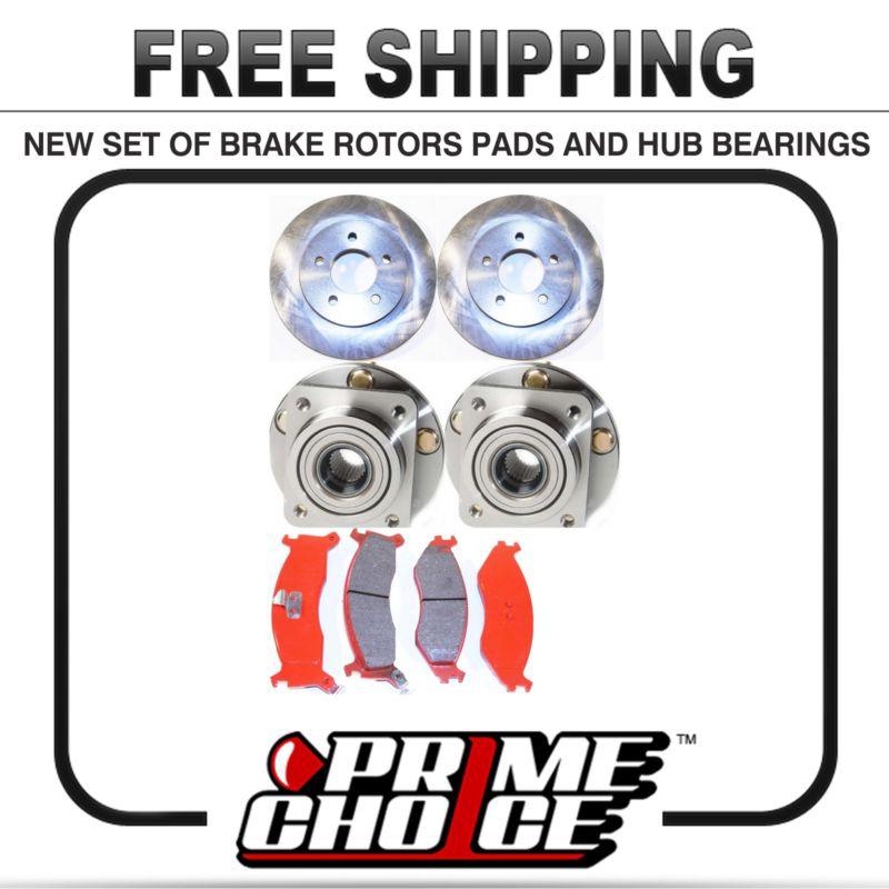 Set of new front brake rotors ceramic pads and hub bearing assemblies