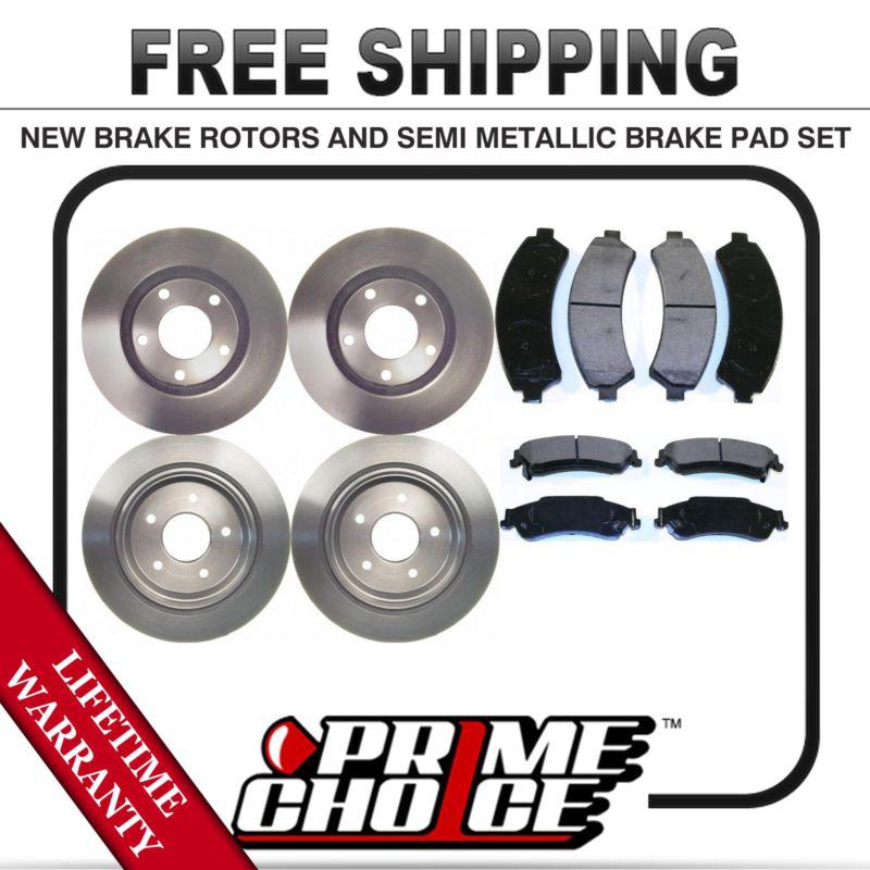 Front + rear kit (4) brake rotors & (8) brake pads with lifetime warranty