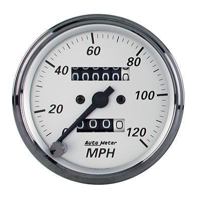 Autometer american platinum speedometer 0-120 mph 3 1/8" dia mechanical 1993