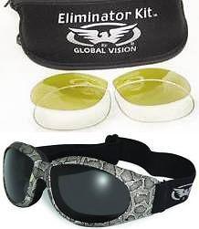 New eliminator snake padded atv motorcycle goggles 3 lenses desert  burning man