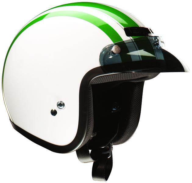 Z1r jimmy retro open face motorcycle helmet white/green sm/small