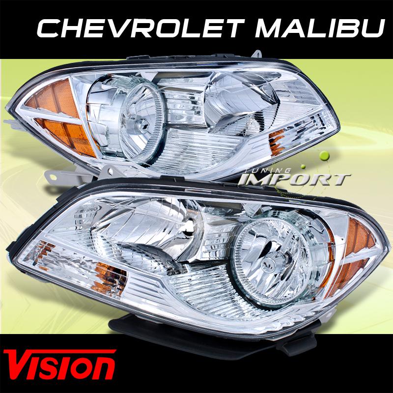 Chevy 08-11 malibu vision chorme housing left right pair head lights headlamps 