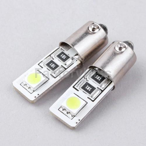 Fk 2x car bulbs canbus error-free ba9s 2-led 5050 smd white light #567