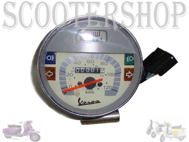 Speedometer / tacho vespa lml px lusso 80, 125, 150, 200, 120km/h/80 mph grey