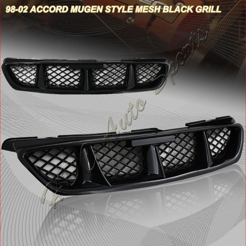 1998-2002 honda accord coupe mu-gen style front black bumper mesh grille grill