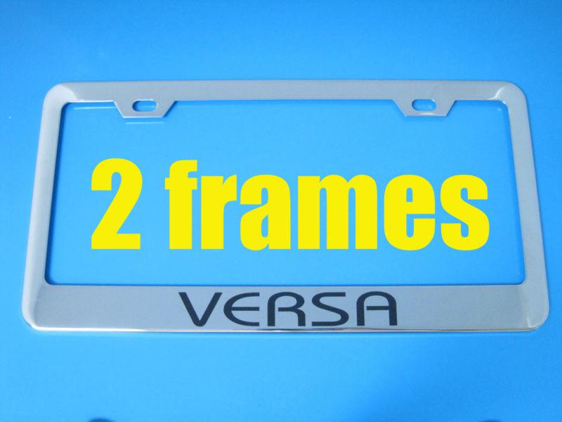 (2) nissan "versa" chrome metal license plate frame versa