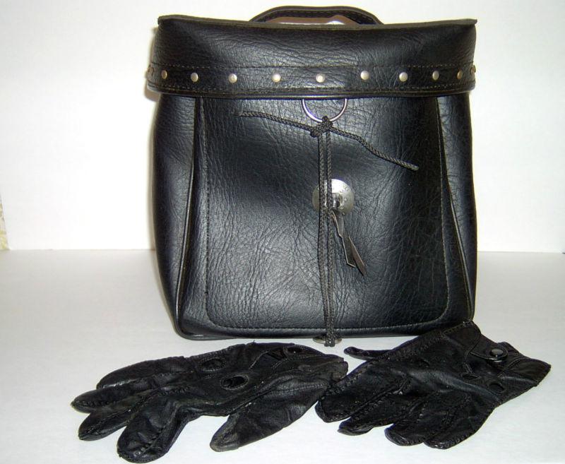 All american rider vinyl motorcycle storage bag & leather gloves (large)