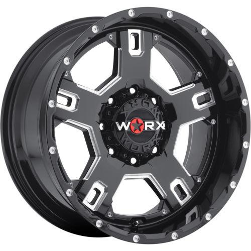 20x9 black worx havoc 802 8x6.5 -12 rims nitto mud grappler 37x13.5x20 tires