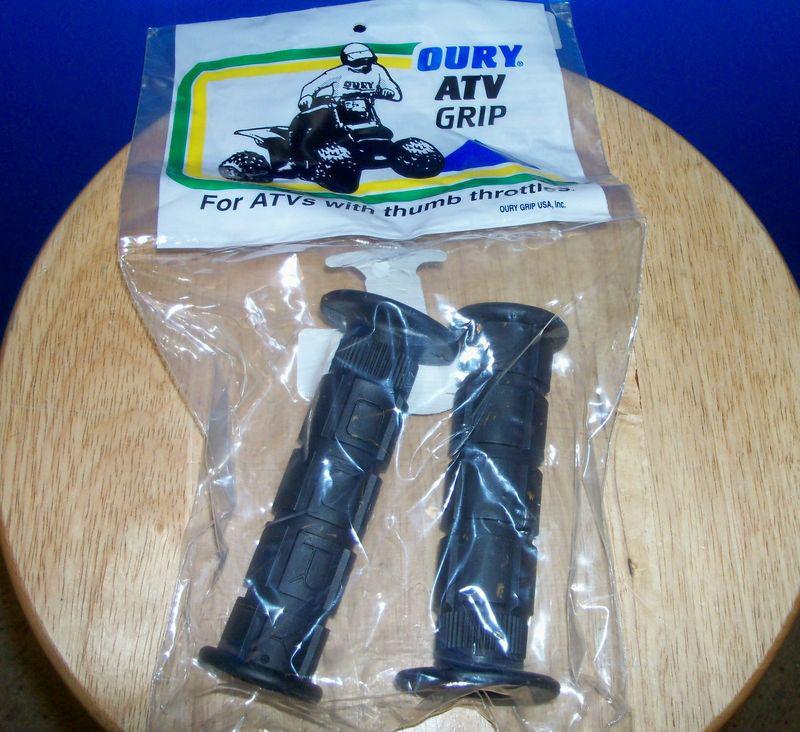 Black oury  atv grips for thumb throttles & 7/8 bars short 1/2 flange