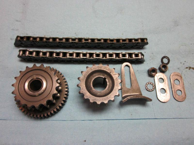 1967 norton n15, m15, p11 cam & magneto drive sprocket set w/ both chains